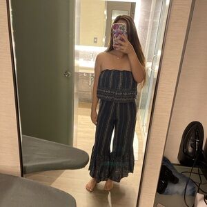 Blue/Purple Strapless Jumpsuit